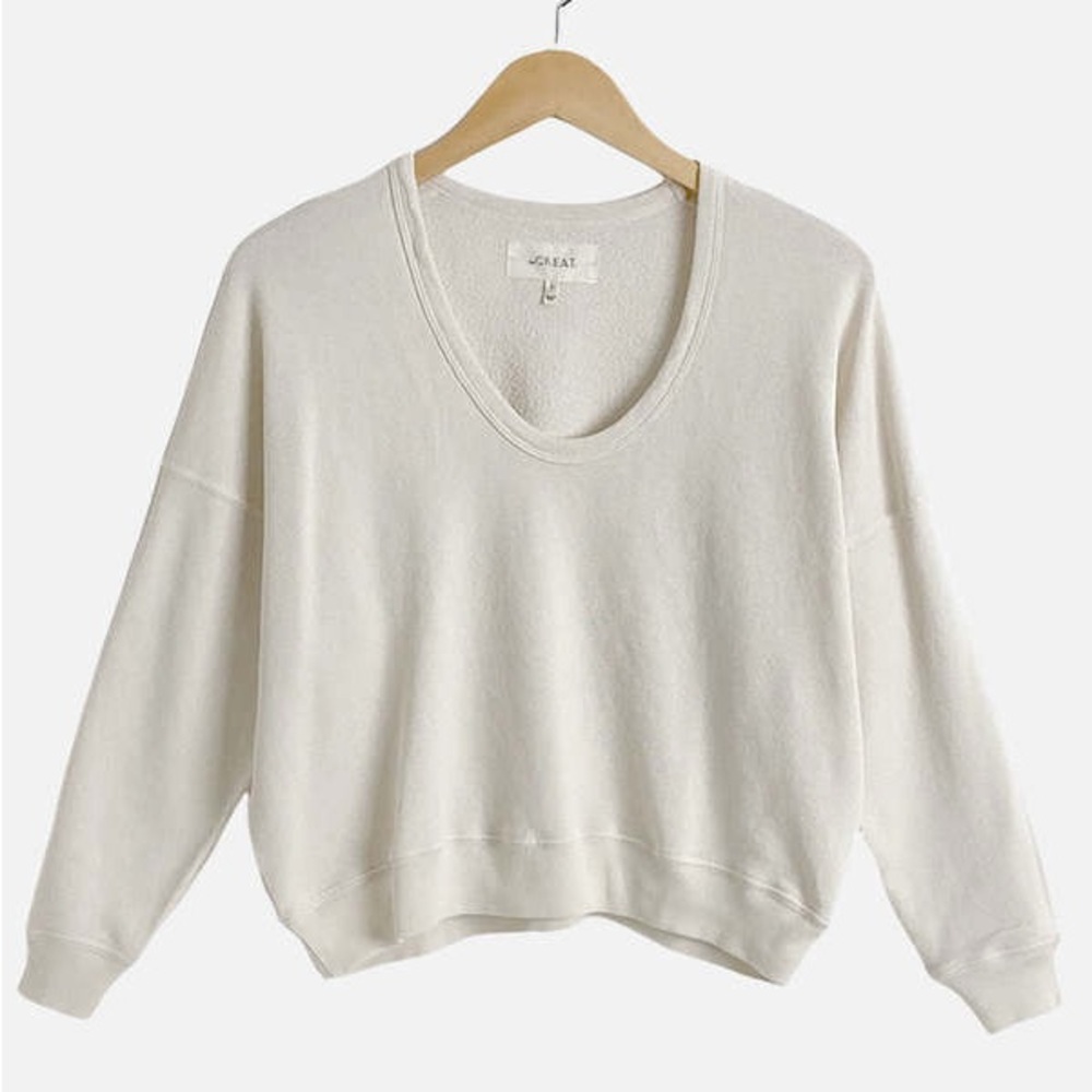 The Great neck tream mate sweatshirt top washed white size 1 Small cream cotton